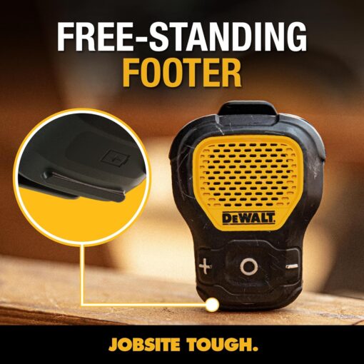 DEWALT Wearable Bluetooth Speaker (Updated Version), Clip-On Wireless Jobsite Pro Water-Resistant Portable Speaker (Non-Magnetic), Built-in Mic for Hands-Free Music/Calls,... DEWALT Wearable Bluetooth Speaker (Updated Version), Clip-On Wireless Jobsite Pro Water-Resistant Portable Speaker (Non-Magnetic), Built-in Mic for Hands-Free Music/Calls,...