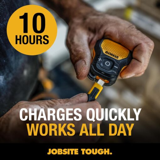 DEWALT Wearable Bluetooth Speaker (Updated Version), Clip-On Wireless Jobsite Pro Water-Resistant Portable Speaker (Non-Magnetic), Built-in Mic for Hands-Free Music/Calls,... DEWALT Wearable Bluetooth Speaker (Updated Version), Clip-On Wireless Jobsite Pro Water-Resistant Portable Speaker (Non-Magnetic), Built-in Mic for Hands-Free Music/Calls,...