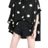 ellazhu Women's Batwing Sleeve Polka Dot Printed Button Down Blouse Oversized Shirt Top for Summer GY1903