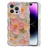 EYZUTAK Case for iPhone 16 Pro, Colorful Retro Oil Painting Printed Flower Laser Glossy Pattern Cute Curly Wave Edge Exquisite Phone Cover Stylish Durable TPU Protective Case...