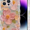 EYZUTAK Case for iPhone 16 Pro, Colorful Retro Oil Painting Printed Flower Laser Glossy Pattern Cute Curly Wave Edge Exquisite Phone Cover Stylish Durable TPU Protective Case...