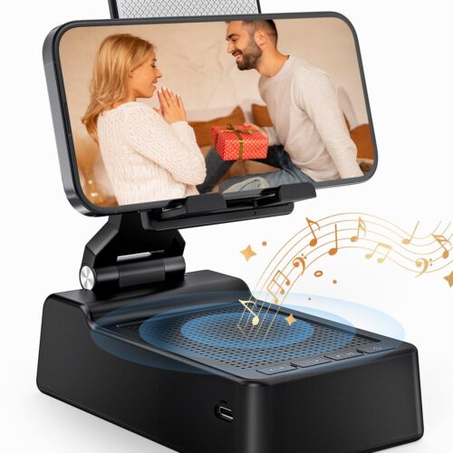 Gifts for Men Women, Phone Stand with Bluetooth Speaker, HD Surround Sound Speaker, Compatible with all iPhone/Android phones iPad Kindle, Cool Gadget Gift for Men Women Dad Mom...