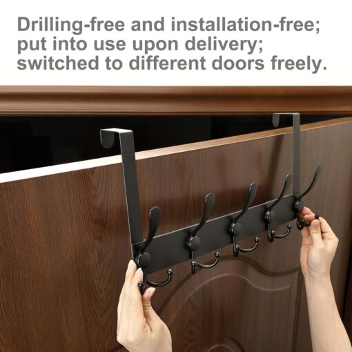 Installation-Free and Drilling-Free Version, Over The Door Hooks, Door Hanger for Hanging, Towel Racks for Bathroom with 15 Coat Hooks, Coat Rack Hat Rack Over The Door Organizer Installation-Free and Drilling-Free Version, Over The Door Hooks, Door Hanger for Hanging, Towel Racks for Bathroom with 15 Coat Hooks, Coat Rack Hat Rack Over The Door Organizer