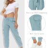 MoFiz Women's Lightweight Hiking Cargo Pants Outdoor Quick Dry Casual Travel Sweatpants Joggers Elastic Waist Button Pockets