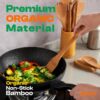 Riveira Dark Bamboo Wooden Spoons for Cooking 9-Piece with Holder, Apartment Essentials Wood Spatula Spoon Nonstick Kitchen Utensil Set Premium Quality Housewarming Gifts for...
