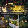 Solar Lights Outdoor Decorative, Metal Solar Watering Can Lights Waterproof, Small Hanging Garden Decor Yard Lights Outside Patio Lawn, Gifts for Mom Grandma Women Birthday(Warm...