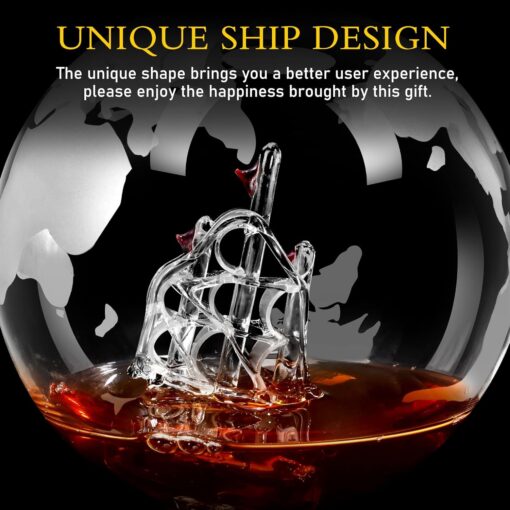 Whiskey Decanter Sets for Men, Whiskey Decanter Globe Set with 2 Etched Globe Whisky Glasses for Liquor, Bourbon, Cocktails, Vodka, Scotch liquor decanter Sets - 850ml Whiskey Decanter Sets for Men, Whiskey Decanter Globe Set with 2 Etched Globe Whisky Glasses for Liquor, Bourbon, Cocktails, Vodka, Scotch liquor decanter Sets - 850ml