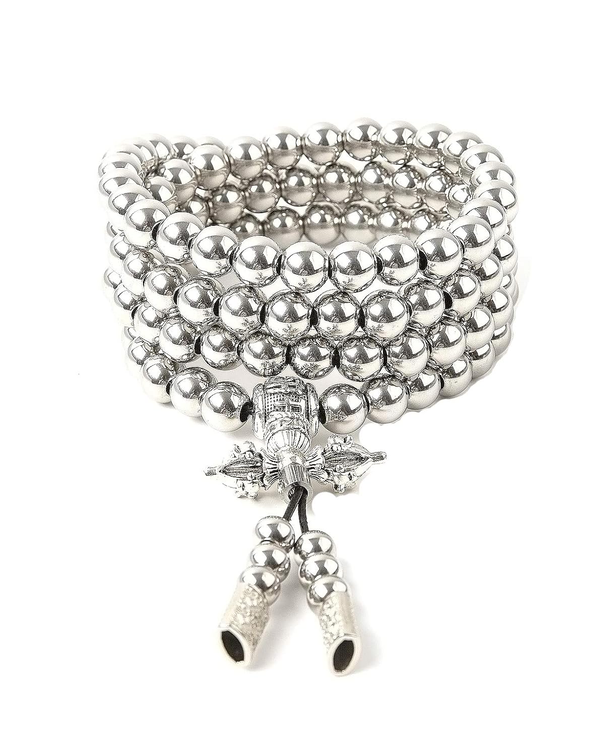 108 Destiny Nepal Prayer Full Metal Buddism Bead Mala Necklace (full stainless steel)