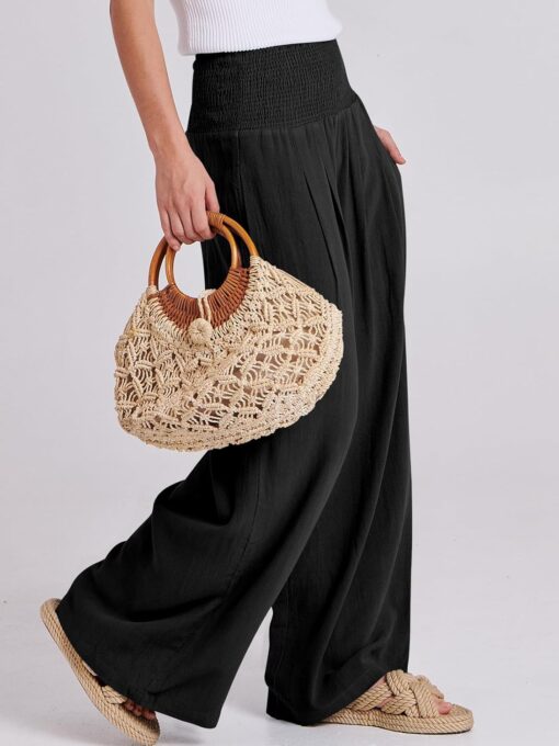 ANRABESS Women Linen Palazzo Pants Summer Boho Wide Leg High Waist Casual Lounge Pant 2025 Beach Travel Vacation Outfits ANRABESS Women Linen Palazzo Pants Summer Boho Wide Leg High Waist Casual Lounge Pant 2025 Beach Travel Vacation Outfits