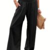ANRABESS Women Linen Palazzo Pants Summer Boho Wide Leg High Waist Casual Lounge Pant 2025 Beach Travel Vacation Outfits