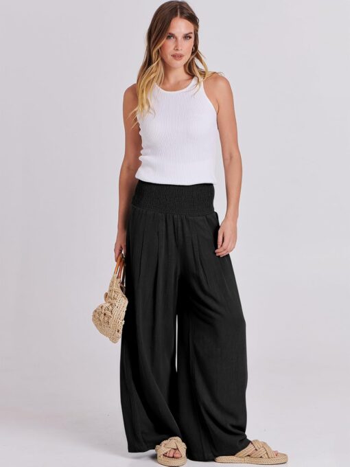 ANRABESS Women Linen Palazzo Pants Summer Boho Wide Leg High Waist Casual Lounge Pant 2025 Beach Travel Vacation Outfits ANRABESS Women Linen Palazzo Pants Summer Boho Wide Leg High Waist Casual Lounge Pant 2025 Beach Travel Vacation Outfits