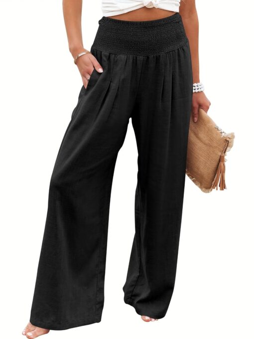 ANRABESS Women Linen Palazzo Pants Summer Boho Wide Leg High Waist Casual Lounge Pant 2025 Beach Travel Vacation Outfits ANRABESS Women Linen Palazzo Pants Summer Boho Wide Leg High Waist Casual Lounge Pant 2025 Beach Travel Vacation Outfits