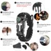 aZengear Paracord Survival Bracelet (2 Pack) | Flint Steel Fire Starter, Whistle, Compass, Mini Saw | Adjustable Wrist Band Size for Camping, Bushcraft, Emergency Kit (Black &...