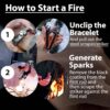 aZengear Paracord Survival Bracelet (2 Pack) | Flint Steel Fire Starter, Whistle, Compass, Mini Saw | Adjustable Wrist Band Size for Camping, Bushcraft, Emergency Kit (Black &...