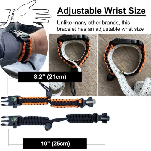 aZengear Paracord Survival Bracelet (2 Pack) | Flint Steel Fire Starter, Whistle, Compass, Mini Saw | Adjustable Wrist Band Size for Camping, Bushcraft, Emergency Kit (Black &... aZengear Paracord Survival Bracelet (2 Pack) | Flint Steel Fire Starter, Whistle, Compass, Mini Saw | Adjustable Wrist Band Size for Camping, Bushcraft, Emergency Kit (Black &...