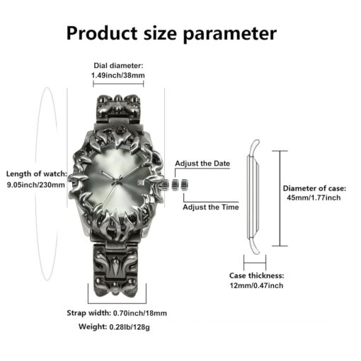 BARAMON Watch for Men Retro Fashion Vintage Wristwatch Casual Gothic Steampunk Quartz Analog Hand Watches Hip Hop Cool Alien Y2K Male Clock BARAMON Watch for Men Retro Fashion Vintage Wristwatch Casual Gothic Steampunk Quartz Analog Hand Watches Hip Hop Cool Alien Y2K Male Clock