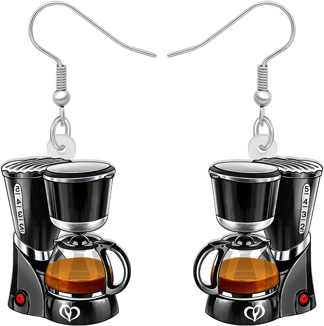 BONSNY Acrylic Dangling Novelty Fun Black Coffee Machine Earrings Hypoallergenic Designer Jewelry Gifts For Women