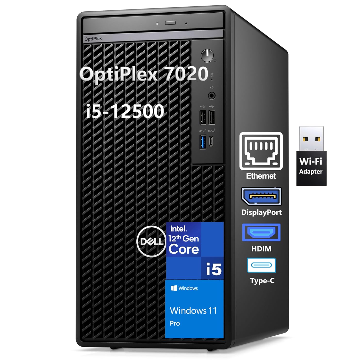 Dell OptiPlex 7020 Desktop Computers, 7000 Tower PC, Intel 6-Core i5-12500 (Beat i7-11700), 32GB DDR5 RAM, 1TB PCIe SSD, DVDRW, WiFi Adapter, RJ-45, HDMI, DisplayPort, KB and...