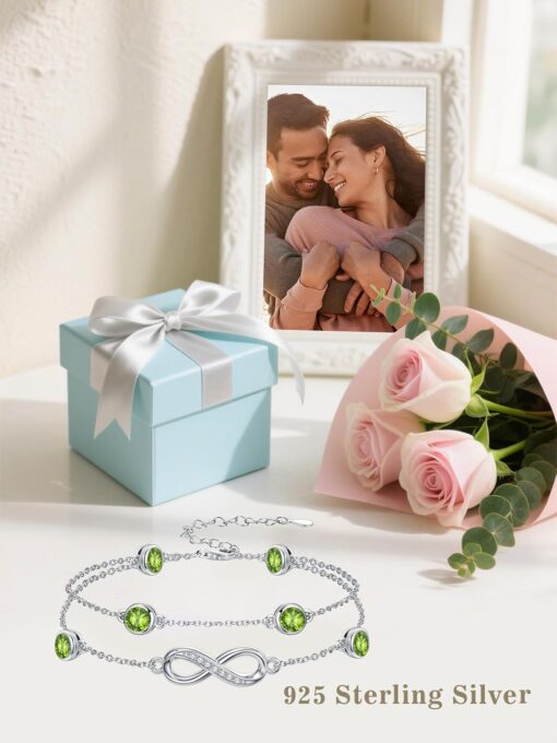 Dorunmo Anklet Bracelets for Women 925 Sterling Silver Infinity Anklets Bracelets Birthstone Jewelry Gifts for Mom Wife Dorunmo Anklet Bracelets for Women 925 Sterling Silver Infinity Anklets Bracelets Birthstone Jewelry Gifts for Mom Wife