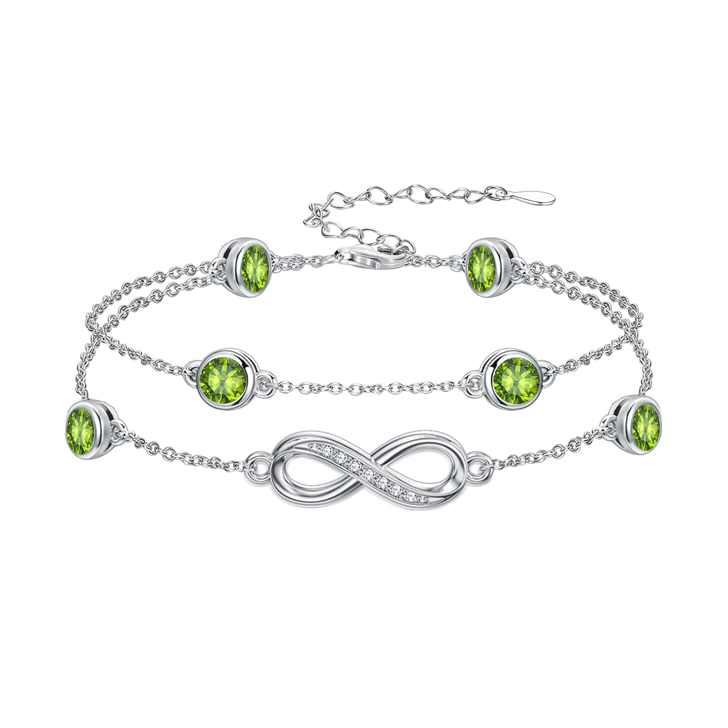 Dorunmo Anklet Bracelets for Women 925 Sterling Silver Infinity Anklets Bracelets Birthstone Jewelry Gifts for Mom Wife