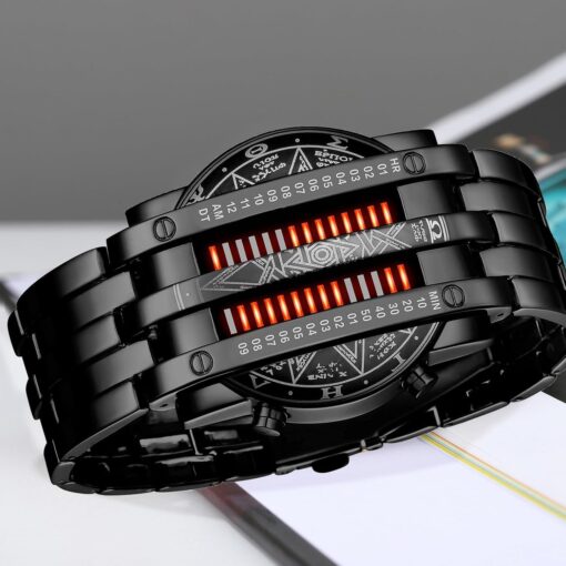 FANMIS Creative Mens Binary Matrix Blue LED Digital Watch Fashion Classic Black Plated Waterproof LED Backlight Bracelet Watches FANMIS Creative Mens Binary Matrix Blue LED Digital Watch Fashion Classic Black Plated Waterproof LED Backlight Bracelet Watches