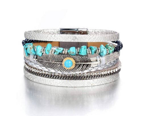 Fesciory Leopard Bracelet for Women, Boho Leather Wrap Multi-Layer Pearl Crystal Bracelet Bangle Jewelry Fesciory Leopard Bracelet for Women, Boho Leather Wrap Multi-Layer Pearl Crystal Bracelet Bangle Jewelry
