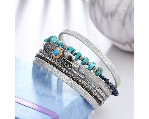 Fesciory Leopard Bracelet for Women, Boho Leather Wrap Multi-Layer Pearl Crystal Bracelet Bangle Jewelry Fesciory Leopard Bracelet for Women, Boho Leather Wrap Multi-Layer Pearl Crystal Bracelet Bangle Jewelry