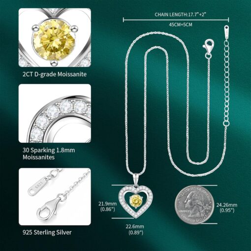 Full Moissanite Heart Necklace - No CZ! 2ct Vibrant Birthstone & 30 White Gems | 12 Month Gifts for Wife, Mom, Her | Anniversary, Valentine's Day, Mother's Day Jewelry Full Moissanite Heart Necklace - No CZ! 2ct Vibrant Birthstone & 30 White Gems | 12 Month Gifts for Wife, Mom, Her | Anniversary, Valentine's Day, Mother's Day Jewelry