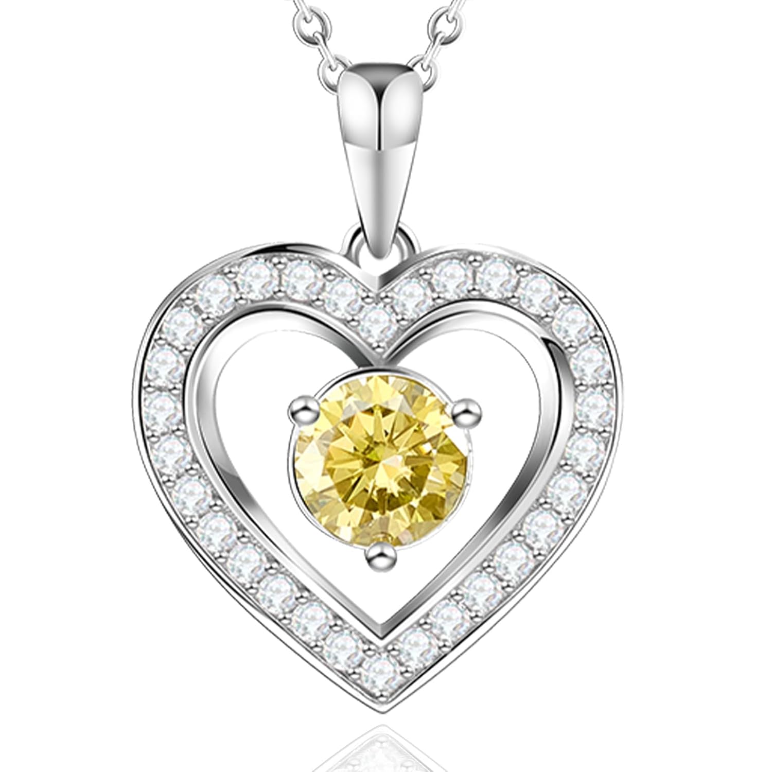 Full Moissanite Heart Necklace - No CZ! 2ct Vibrant Birthstone & 30 White Gems | 12 Month Gifts for Wife, Mom, Her | Anniversary, Valentine's Day, Mother's Day Jewelry