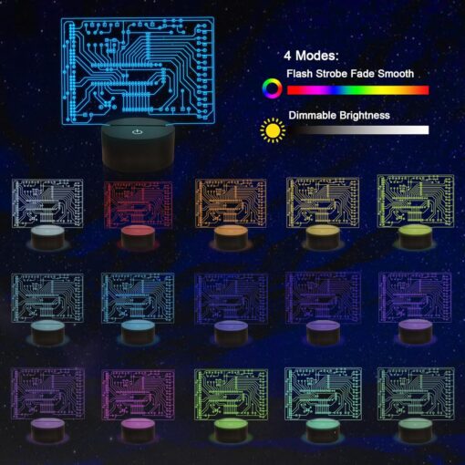 Geeky Gifts, Computer Geekery PCB Lamp 16 Colors Changing Touch & Remote Control for Men Boys Women IT Tech Support Nerds Geek Lovers