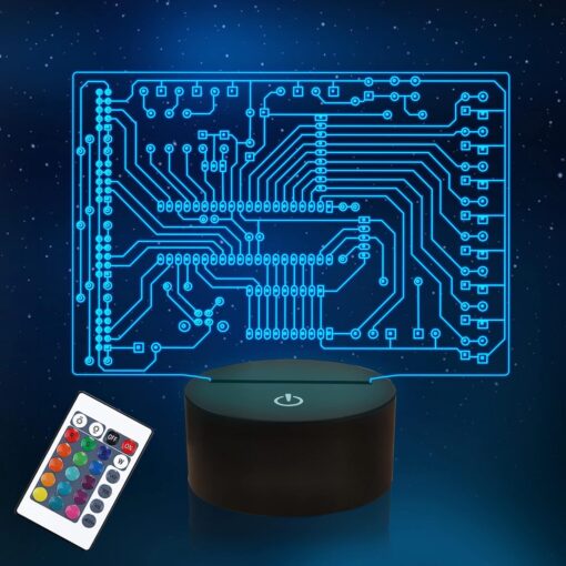 Geeky Gifts, Computer Geekery PCB Lamp 16 Colors Changing Touch & Remote Control for Men Boys Women IT Tech Support Nerds Geek Lovers
