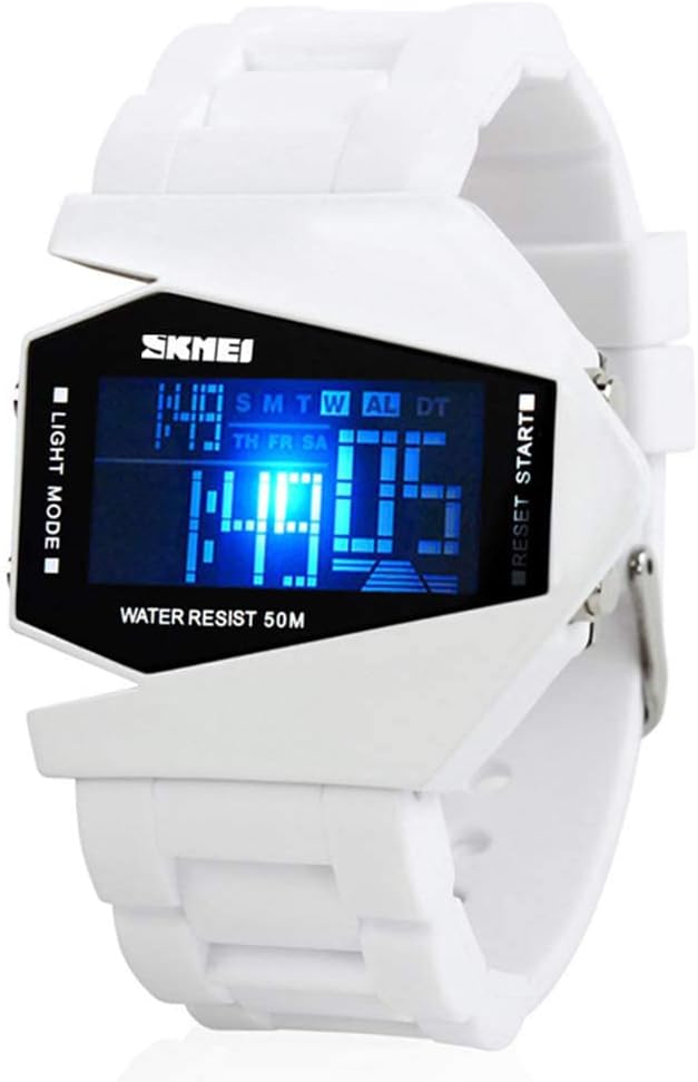 Gosasa Men Sports Military Watches Digital Airplane Shaped LED Light Waterproof Watches