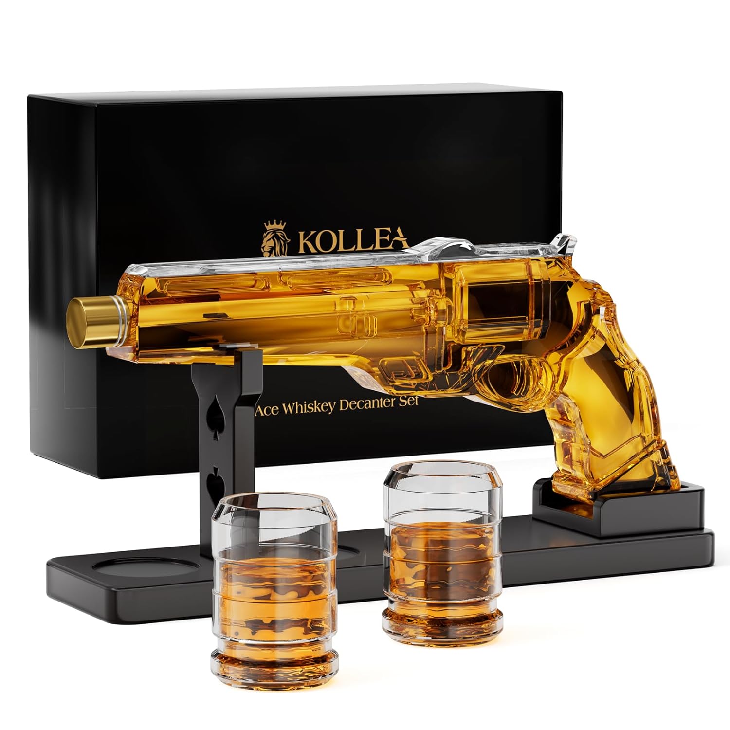 Gun Whiskey Decanter Sets for Men, Kollea Liquor Decanter Set with Gun Shot Glass, Unique Birthday Gifts for Men Dad, Cool Anniversary Christmas Gift for Him Husband, Dispenser...