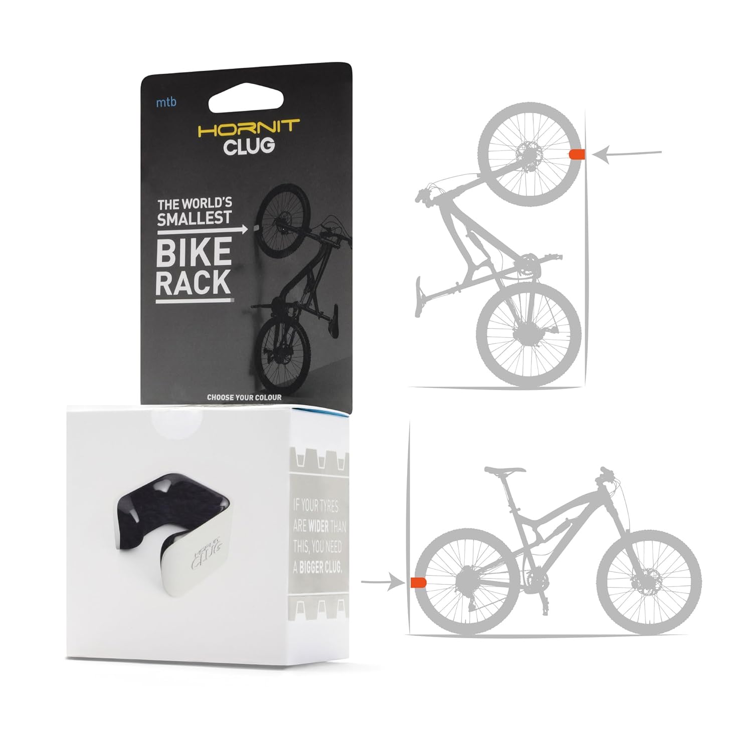 Hornit CLUG Bike Clip Indoor & Outdoor Bicycle Storage Rack & Mount System, 5 Sizes, Easy to install