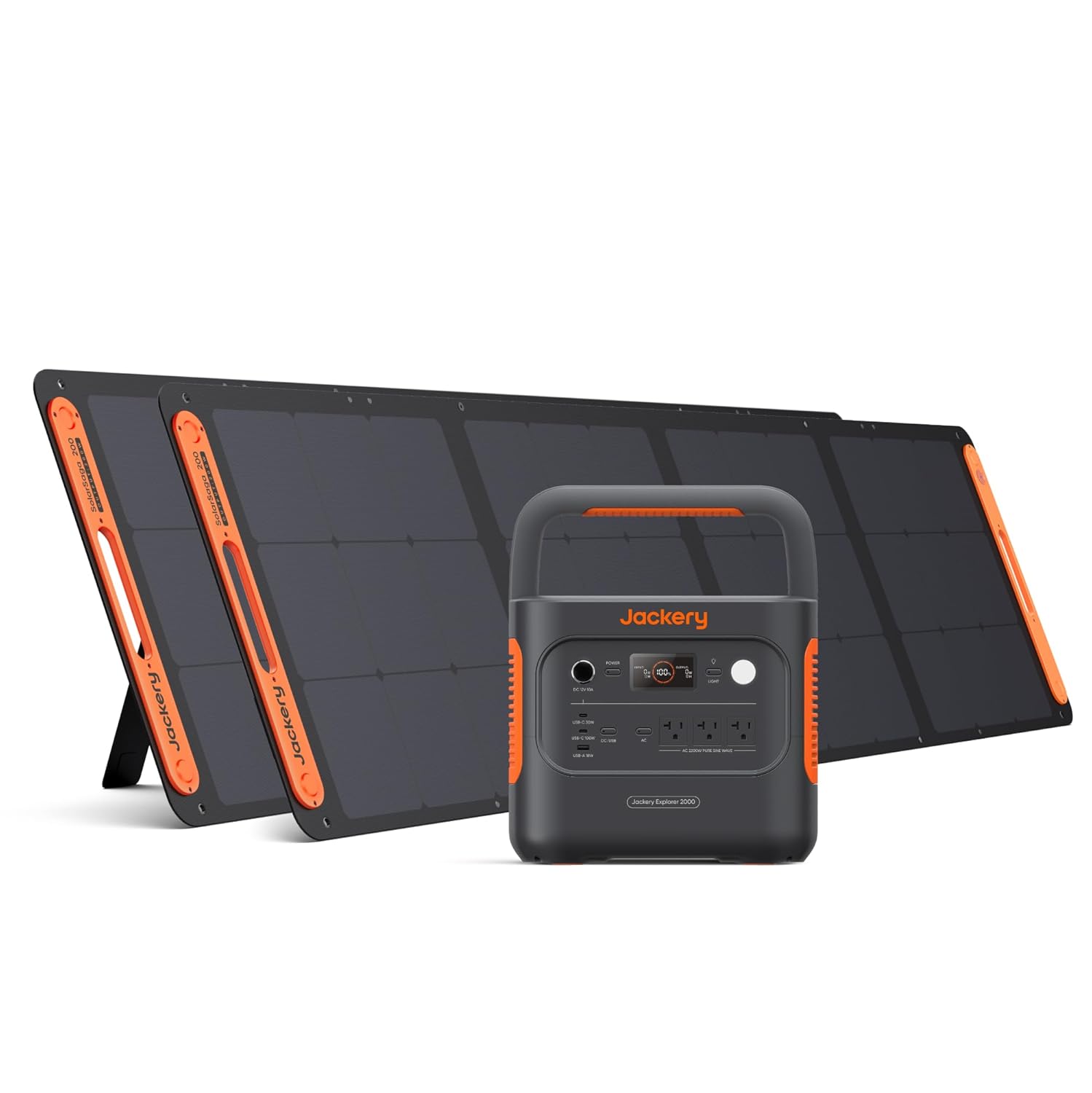 Jackery Solar Generator 2000 v2 with 2x200W Solar Panels, 2042Wh/2200W LiFePo4 Portable Power Station, 20ms UPS Home Backup, USB-C PD 100W Fast Charging for Power Outages,...
