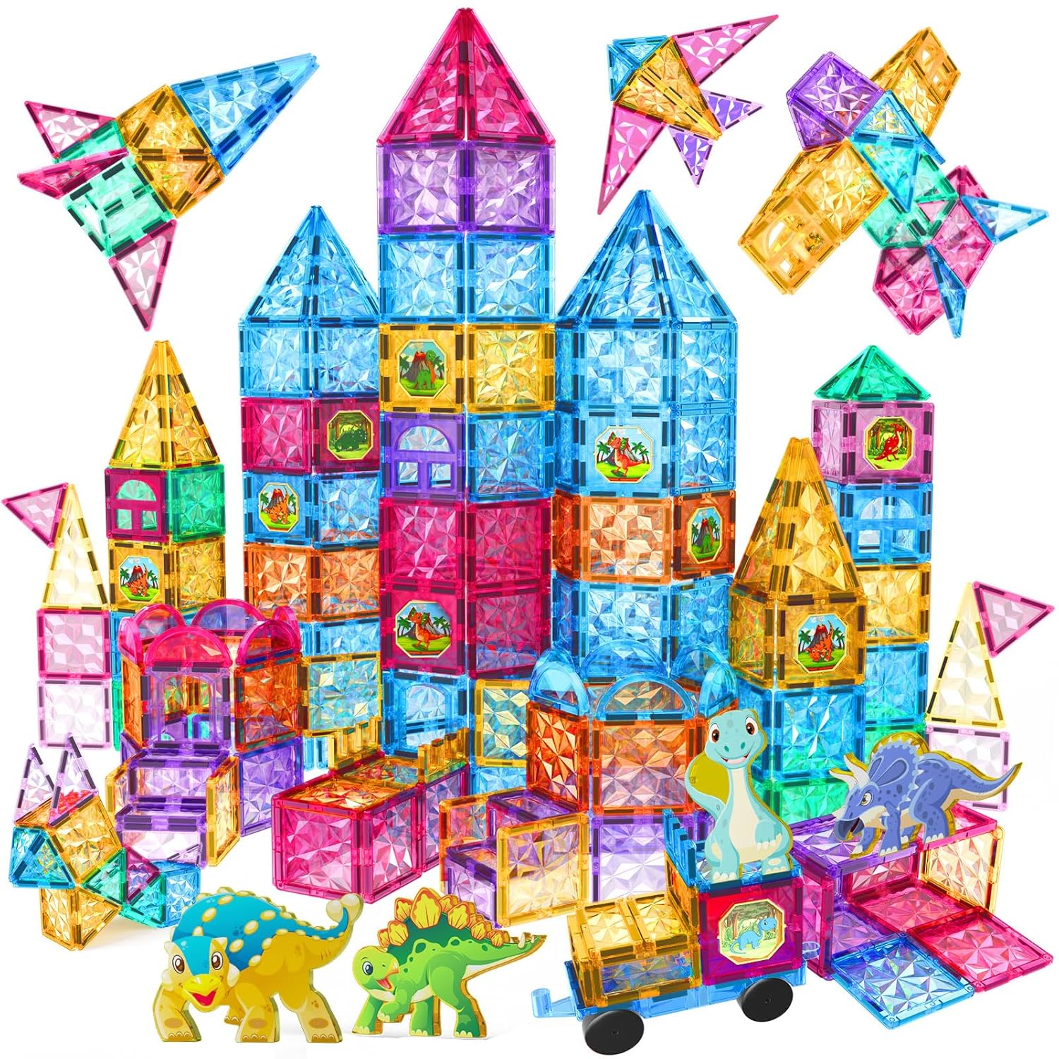 Jasonwell 110PCS Magnetic Tiles Building Blocks Set for Boys Girls Preschool Educational Magnet Construction Kit Stacking STEM Toys Christmas Birthday Gifts for Kids Toddlers 3...