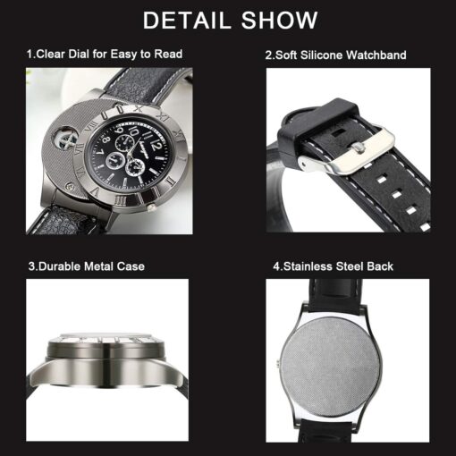 JewelryWe Mens Novelty Cigarette Lighter Watch USB Charging Windproof Quartz Wrist Watch JewelryWe Mens Novelty Cigarette Lighter Watch USB Charging Windproof Quartz Wrist Watch