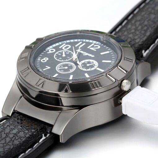 JewelryWe Mens Novelty Cigarette Lighter Watch USB Charging Windproof Quartz Wrist Watch JewelryWe Mens Novelty Cigarette Lighter Watch USB Charging Windproof Quartz Wrist Watch