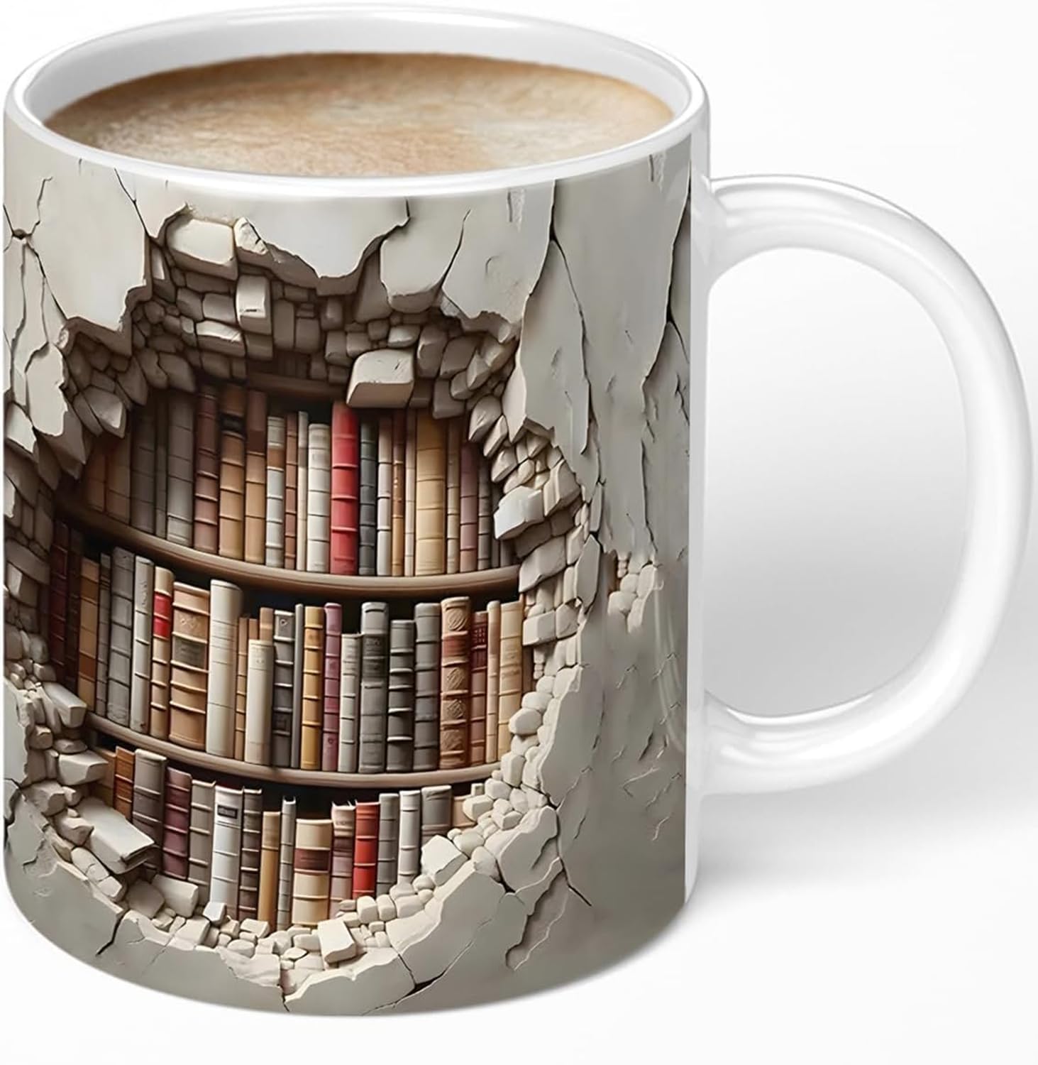 Library Bookshelf Mug, Cool Bookish Ceramic Coffee Mug, Book Lovers Gifts for Readers, Creative Book Club Mug(11oz), Novelty Gifts for Birthday Christmas Men Women Friends