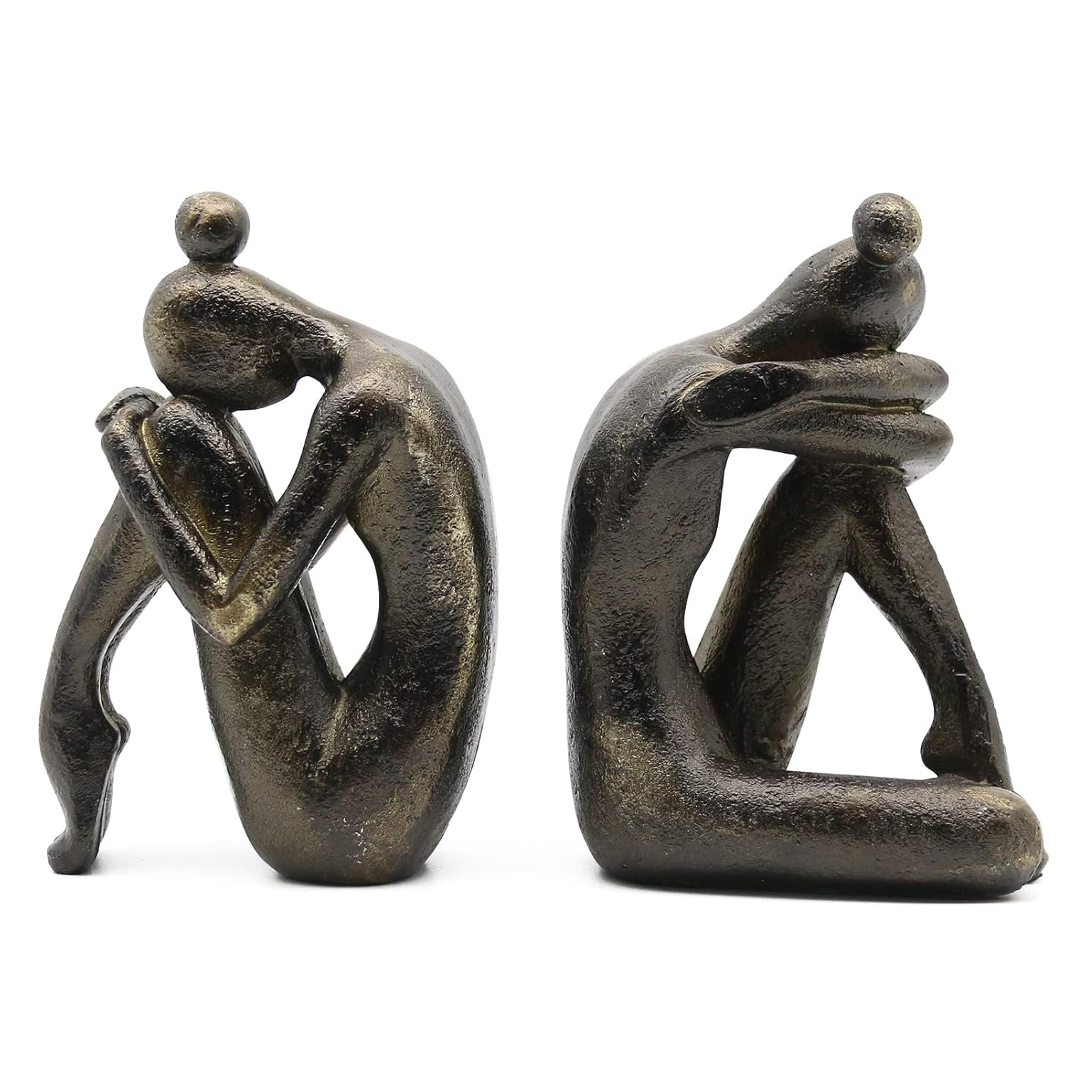 Lukitas Unique Decorative Girl Thinker Bookends, Non-Slip Book Holder, Home Office Bookshelf Decor, Creative Desktop Ornaments for Study Room Hotel Shelves, Resin, 1Pair/2Piece...