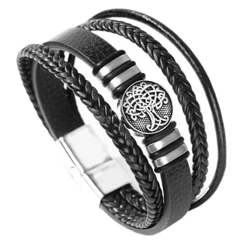 Mens Leather Bracelet with Multi-Layer Braided Leather Mens Bracelet Valentine's Day Gift Mens Leather Bracelet with Multi-Layer Braided Leather Mens Bracelet Valentine's Day Gift