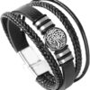 Mens Leather Bracelet with Multi-Layer Braided Leather Mens Bracelet Valentine's Day Gift
