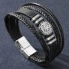 Mens Leather Bracelet with Multi-Layer Braided Leather Mens Bracelet Valentine's Day Gift