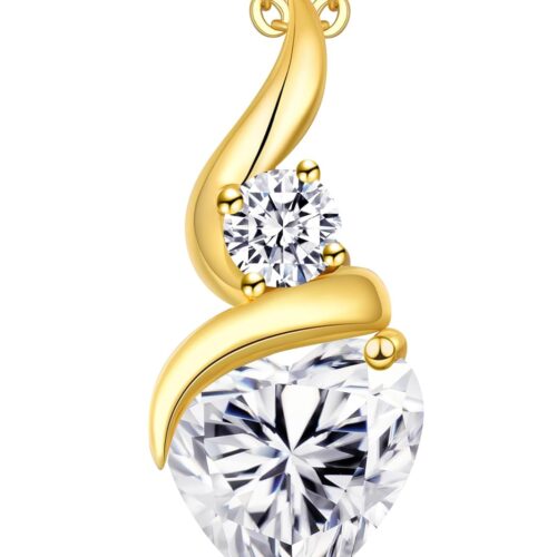 Moissanite Heart Pendant Necklaces for Women，925 Sterling Silver Gold Plating Necklace with Birthstone，Ideal Anniversary Present or Birthday Christmas Valentine Engagements...