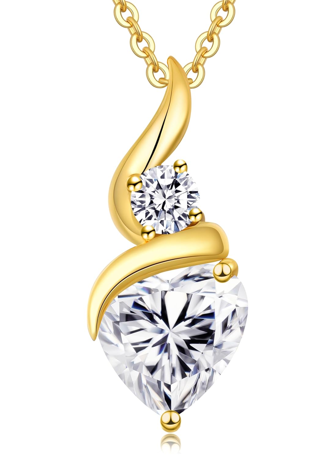 Moissanite Heart Pendant Necklaces for Women，925 Sterling Silver Gold Plating Necklace with Birthstone，Ideal Anniversary Present or Birthday Christmas Valentine Engagements...