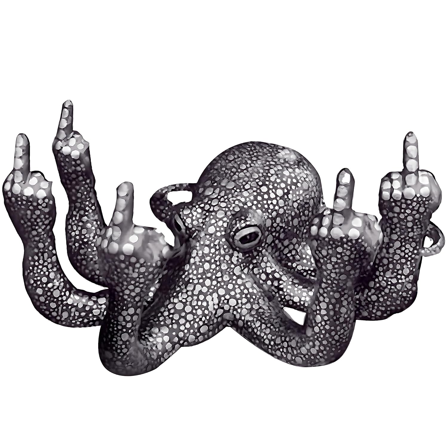 Octopus Statue,Middle Finger Desk Decor,Home Office Decor,Cute Room Decor,Funny Gifts,Various Fish Tank Decoration (Black)