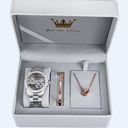 OLEVS Womens Watch Automatic Mechanical Diamond Skeleton Silver Luxury Dress Waterproof Luminous Watches for Women Gift Box Set OLEVS Womens Watch Automatic Mechanical Diamond Skeleton Silver Luxury Dress Waterproof Luminous Watches for Women Gift Box Set