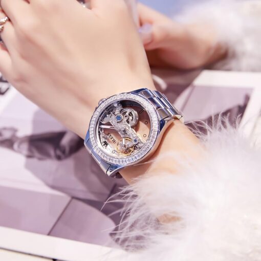 OLEVS Womens Watch Automatic Mechanical Diamond Skeleton Silver Luxury Dress Waterproof Luminous Watches for Women Gift Box Set OLEVS Womens Watch Automatic Mechanical Diamond Skeleton Silver Luxury Dress Waterproof Luminous Watches for Women Gift Box Set