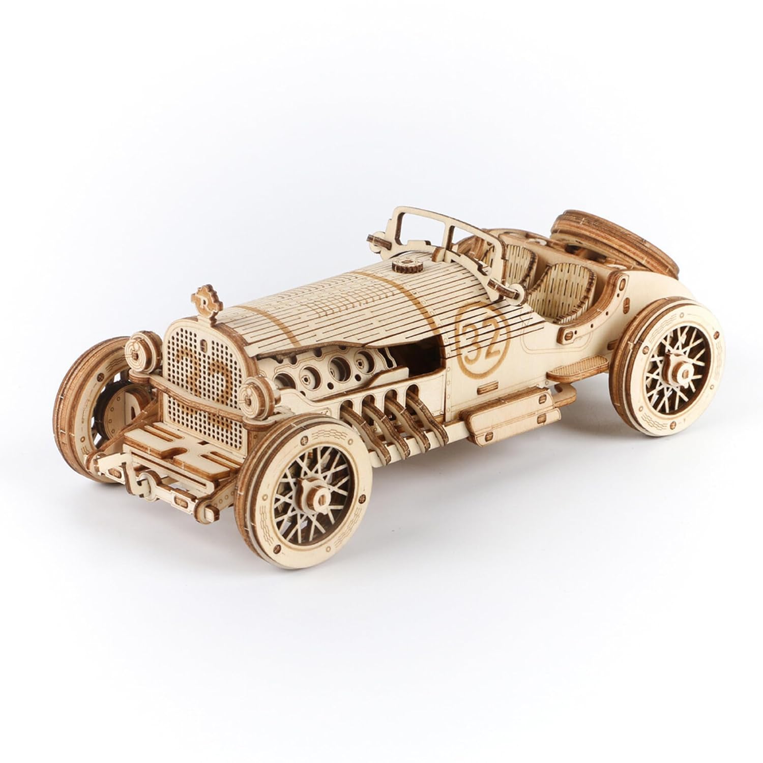 ROKR Model Car Kits Wooden 3D Puzzles Model Building Kits for Adults to Build-Educational Brain Teaser Assembly Model, Desk Decor/DIY Hobbies/Gifts for Teens&Kids (Grand Prix Car)
