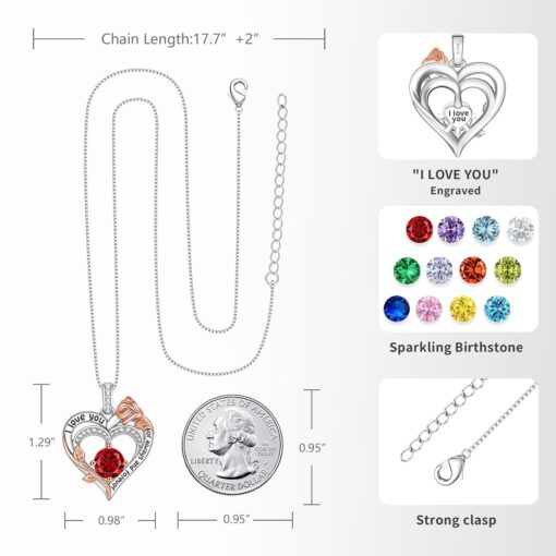 Rose Heart Necklaces for Women, I Love You S925 Sterling Silver Jewelry Gift for Women, Wedding Anniversary, Birthday Mother’s Day Gifts for Mom, Mother, Wife, Girlfriend with... Rose Heart Necklaces for Women, I Love You S925 Sterling Silver Jewelry Gift for Women, Wedding Anniversary, Birthday Mother’s Day Gifts for Mom, Mother, Wife, Girlfriend with...